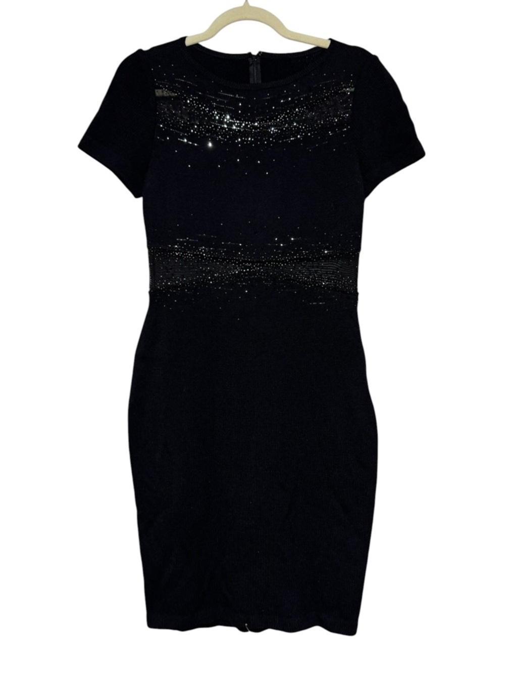 St John Crystal Beaded Formal Black‎ Cocktail Dress Size 2 MOTB Special Occasion